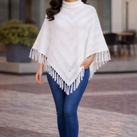 WHITE  PONCHO
